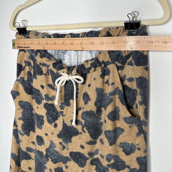Entro Muted Tan and Black Cheetah Print Drawstring Jogger Pants With Pockets L - Picture 13 of 14